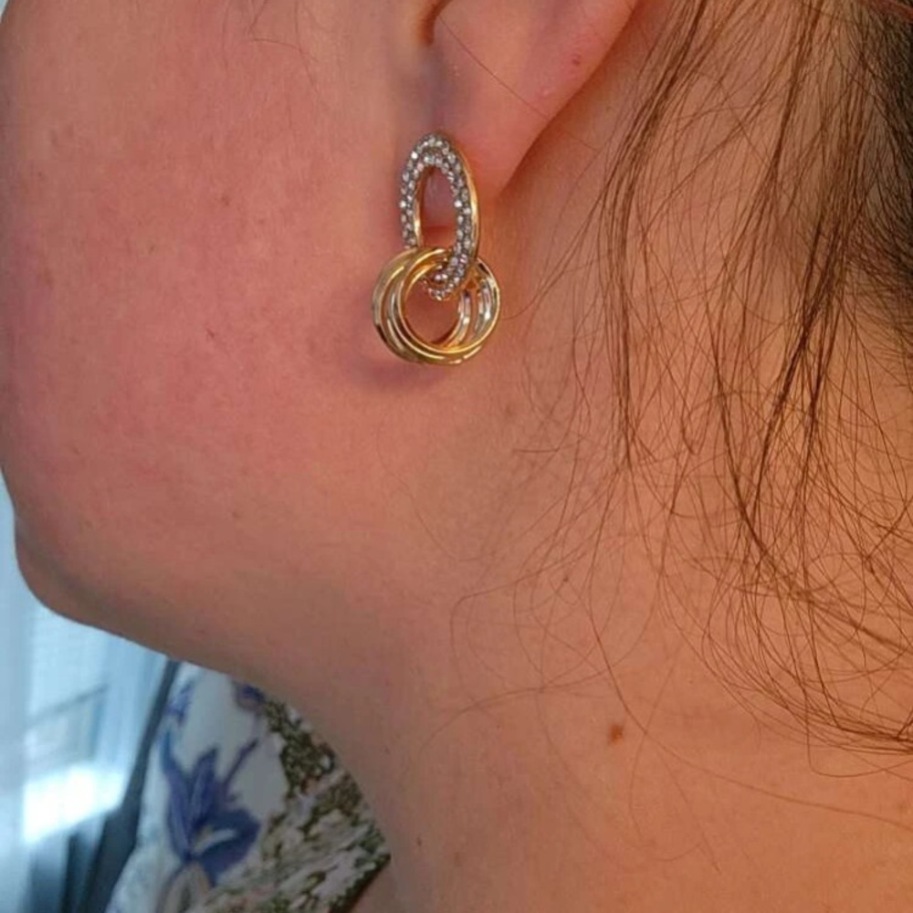 Beautiful Rhinestone Circle Decor Earrings - Picture 4 of 17